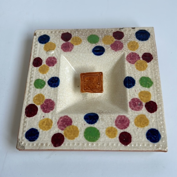 Vintage Revelation Japan cream polka dot rectangular canister w lid cookie jar - Picture 8 of 16